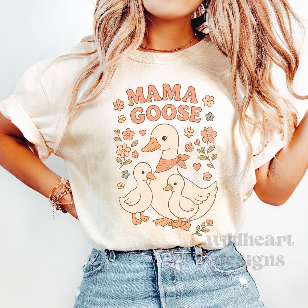 Mama Goose Shirt, Silly Goose Mama Shirt, Mama Shirt - Heather Dust